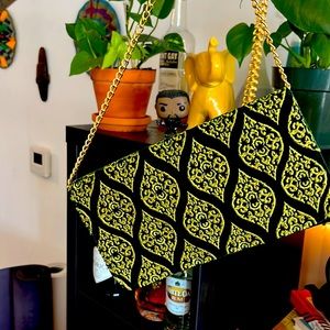 Boho Vibes - Green Embroidered Clutch Purse